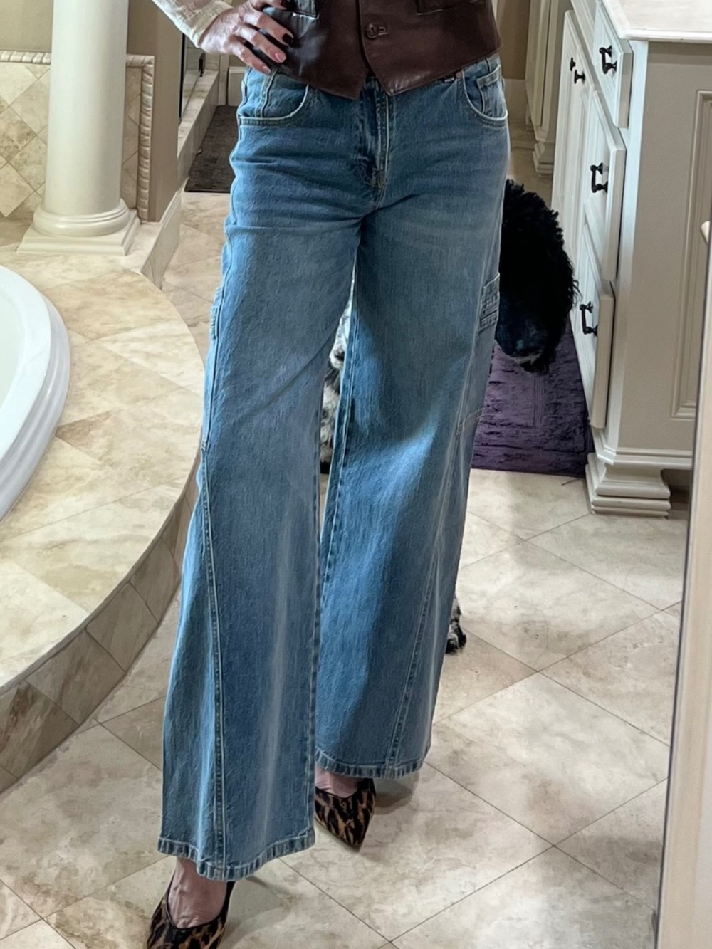 Habitual Cargo Extra Wide Leg Jeans Size 6/28 Light Wash